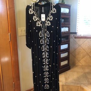 Free people black kaftan dress NWT